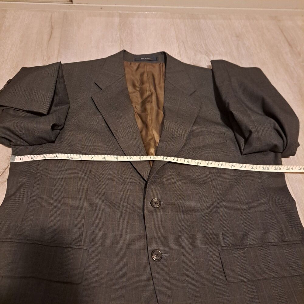 Chaps Ralph Lauren Mens Glen Plaid Wool Blazer Sport Coat Vintage 44S Gray Brown - Picture 14 of 16